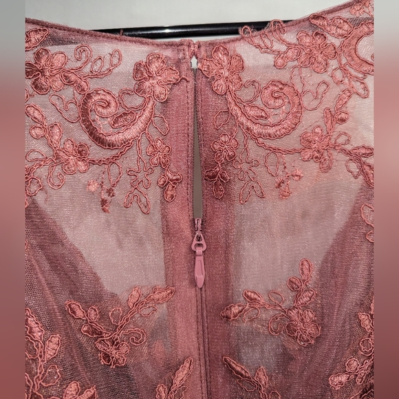 AZAZIE HAYEKA-Line Lace Chiffon Floor-Length Dress Desert Rose Bridesmaid gown - Picture 10 of 16